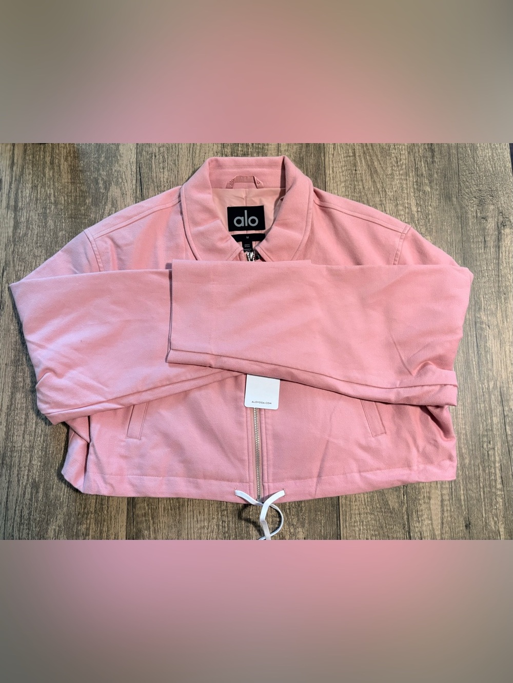 Alo Cropped Fan Favorite Full Zip Jacket | vintage pink | size: M